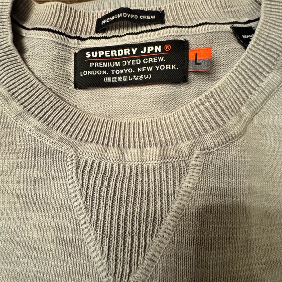 Superdry Men's Premium Dyed Light Gray Crewneck Sweater - Picture 3 of 6